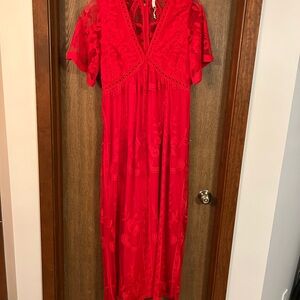 Elegant Red Lace Dress